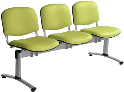 CL - 23, čalouněná lavice do čekárny, 3-sedák, koženka AN - 079 citrónově zelená, kostra stříbrná